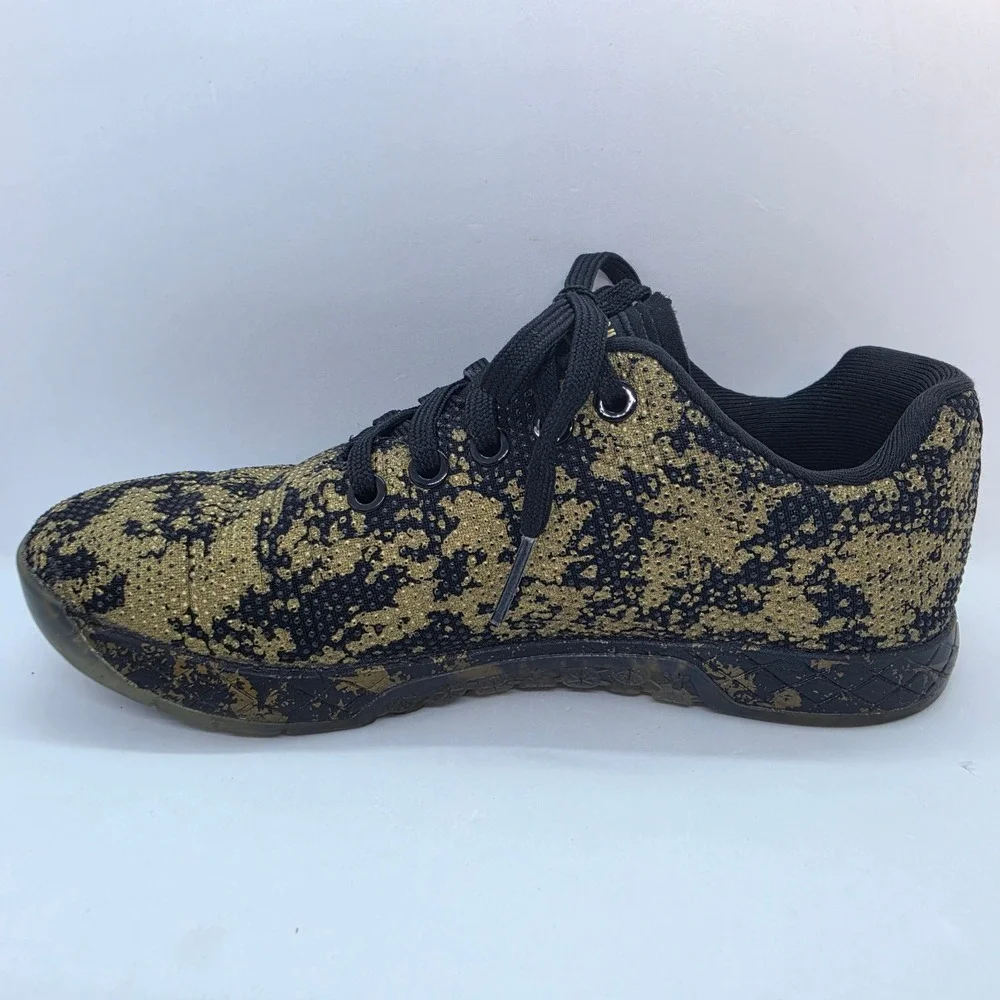 NOBULL Trainer Gold Splatter Black Training Shoes Mens 5 Womens 6.5